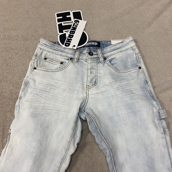 6th NBRHD NEW Mens 28 Stacked Jeans New Fields Light Wash Distressed Stretch - Picture 6 of 16